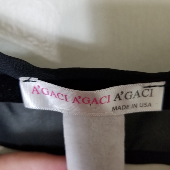 AGACI black button front keyhole back sheer 3/4 sleeve blouse M - Picture 6 of 6